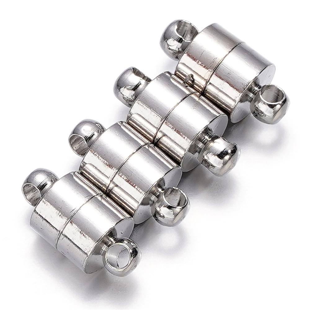 5Sets Round Strong Magnetic Clasps Fit Bracelets Necklace Rhodium End Clasp Connectors for Makings Leather Bracelet Jewelry