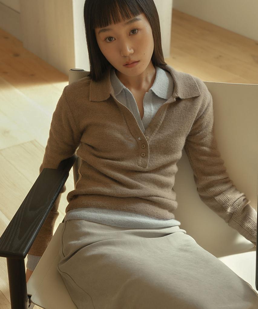 OURO Collar Alpaca Knit [ Latte ]