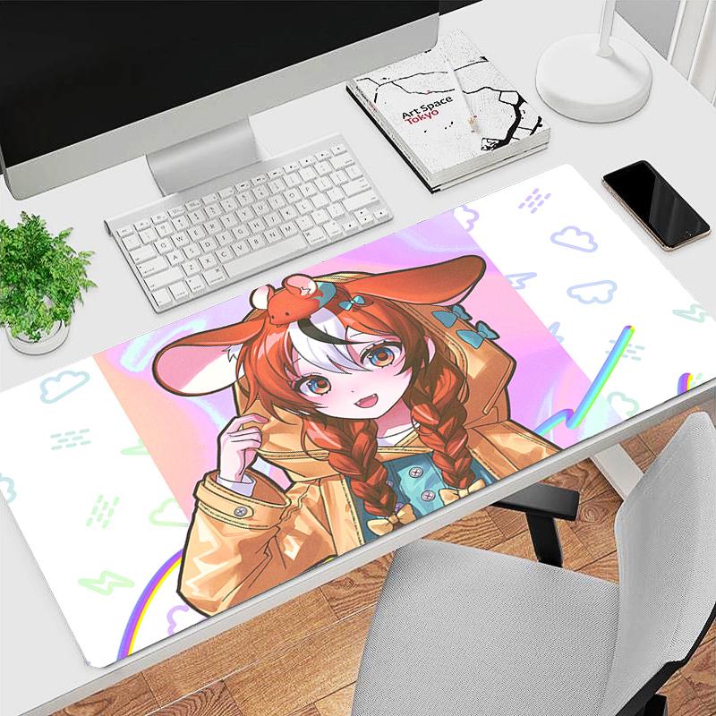Gaming Mouse Pad Large Desk Mat Antislip Stitched Edges Cute Anime Girl Colorful Cartoon Print Waterproof Mat for Home