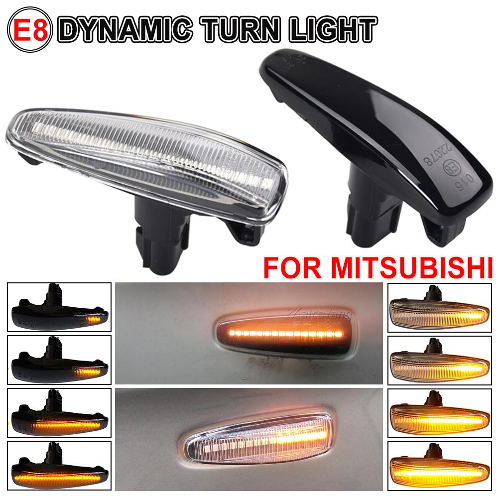 2 Stück Bernsteinfarbene Dynamische LED-Kotflügel Seitenmarkierer für Mitsubishi Lancer EVO X Outlander Sport Mirage 2014+ Blinker Leuchte Markierungsleuchte