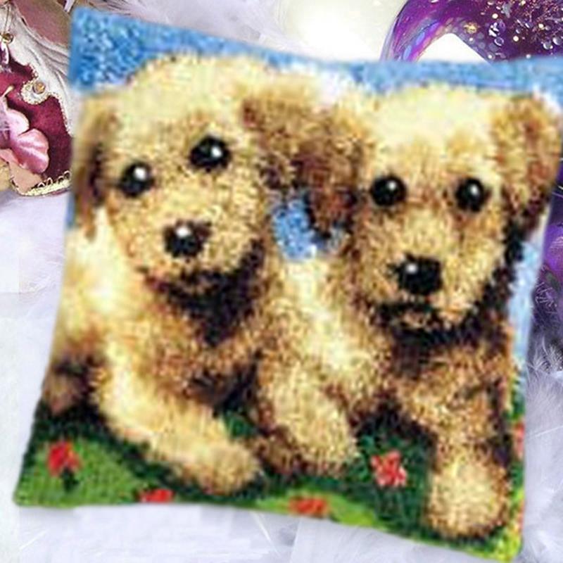 Animal Cartoon Latch Hook Pillow Smyrna Package Hooks Hand Knitted Embroidered Pillow Carpet Embroidery Set Latch Hook Rug Kits