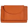 Mini Wallet - EXCELLANC - Mini Sheepskin - Bright Orange - Genuine Leather - Snap Button Closure