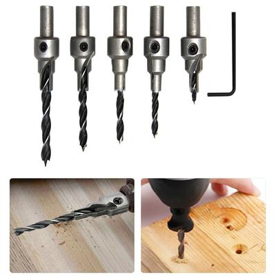 Set of 5 Three Pointed Woodworking Counterbore Drill Bits 36mm Screw Chamfering for Clean and Precise Woodworking Holes