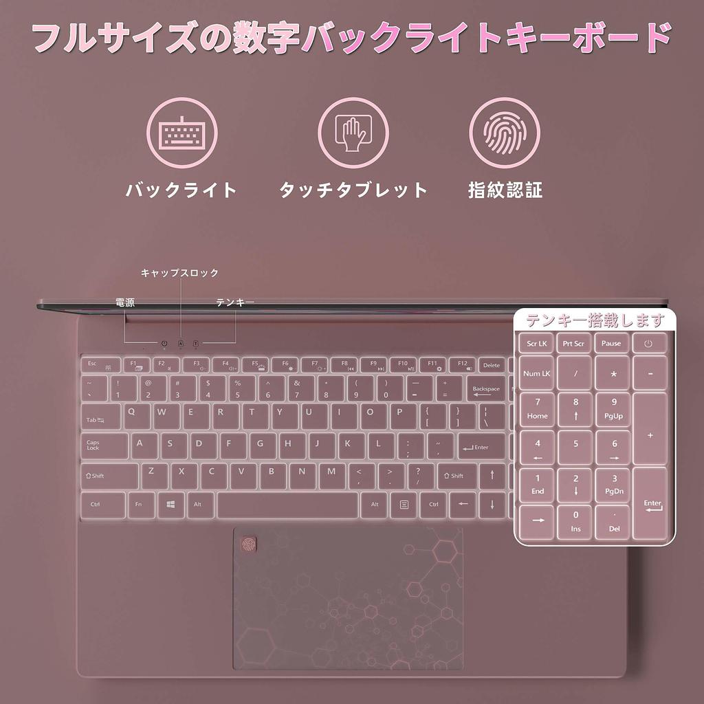 Laptop Office Large FHD IPS Celeron N5095 Up to DDR4 1920x1080 USB x TF Mouse No Setup Ideal for Japanese Keyboard with Film Rose [Win 11/MS 2019]