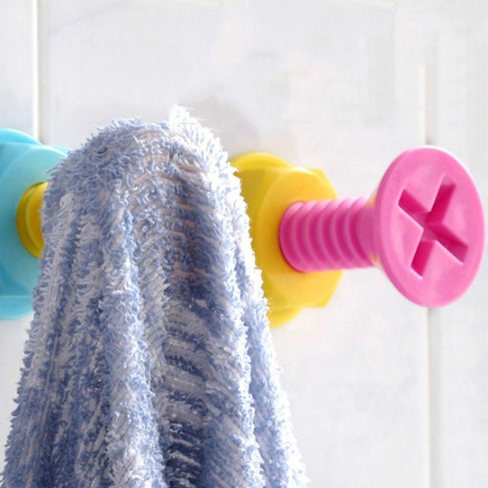 3Pcs Screw Nail Shaped Screw Shaped Hook Plastic Storage Hanger Creative Sticky Hook  Clothes