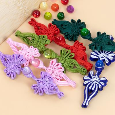 5 Pair Chinese Bowknot Buttons Satins Fabric Closures Button DIY Craft for Cheongsam Chinese