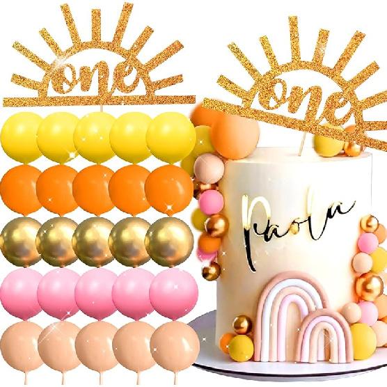 

JeVenis First Trip Around the Sun Cake Topper One in the Sun Party Decoration One Team One Dream Decorations Sunshine Cake Topper Groovy One Cake розовый