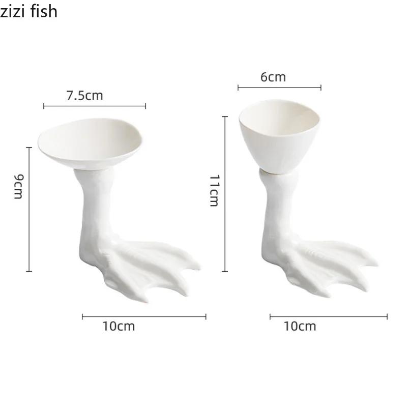 Piatto Creativo Alto con Piedi d'Oca in Ceramica per Dim Sum Ristorante Piatto da Dessert Piatto per Sushi Specialità di Stoviglie per Cucina Molecolare