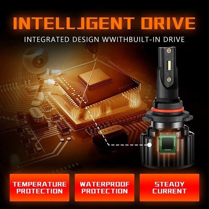 Ampoule 9005-HB3 LED, 16000LM 6500K Phares pour Voiture et Moto, Ampoules Auto de Rechange pour Lampes Halogènes et Kit Xenon,[1022]