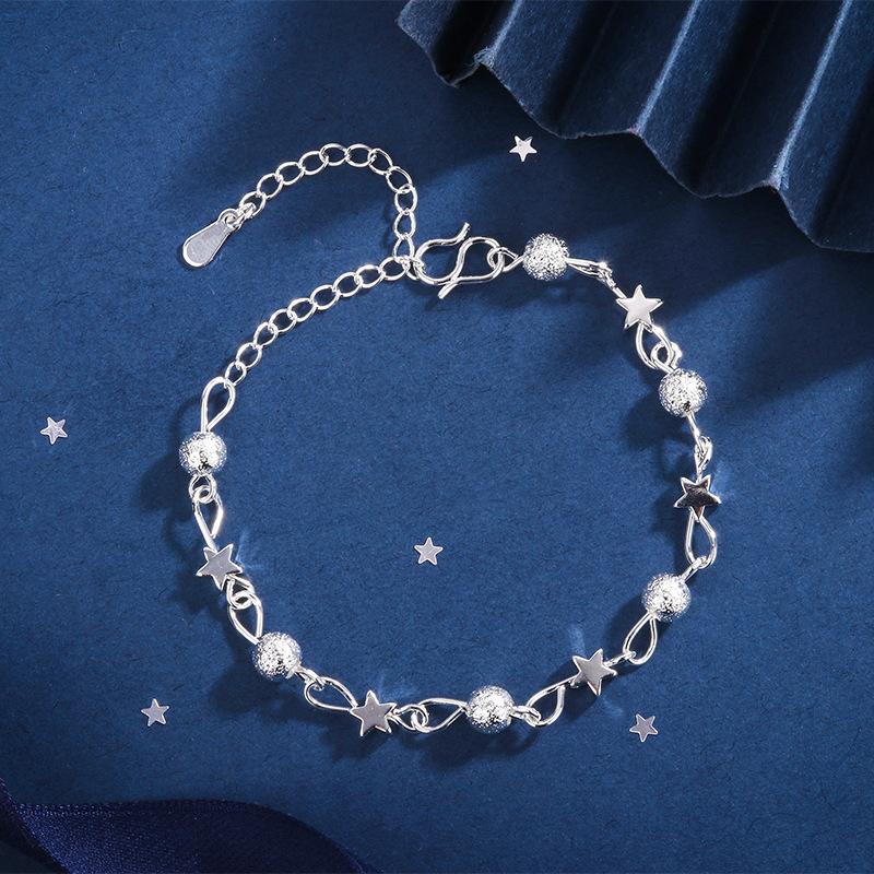 925 Silver Hollow Heart Bracelets For Women Girls Vintage Korean Design Double Layer Beads Bracelet Party Jewelry Gifts