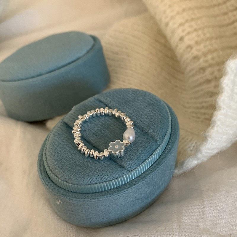 

Синее жемчужное кольцо неправильной формы с глазурью-подтеком для женщин, с серебряным покрытием S925, роскошное модное кольцо-заявление