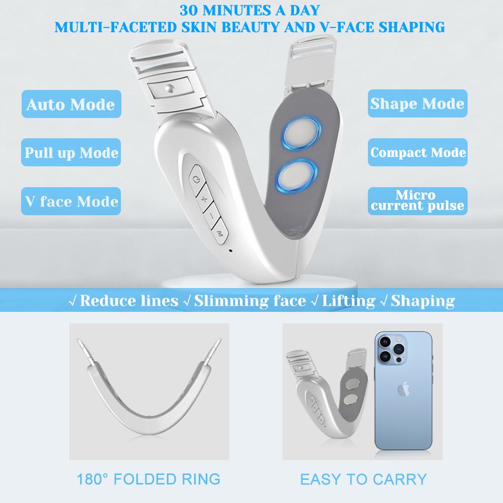 , Electric V-Face Lift Device Beauty Belt Double Chin Reducer Machine Portable Intelligent Face Shaping Massager