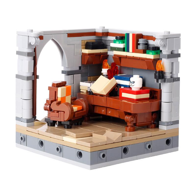 MOC Medieval Furniture Pharmacist Wine Barrel Bar Scrolls Cabinet Building Blocks Piano Bookshelf Paper Map Bedrooms Bricks Toys