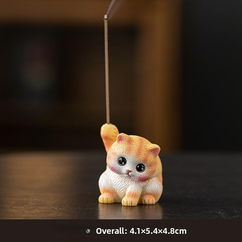 Cute Kitten Line Ceramic Aromatherapy Burner Creative Home Decoration Ornaments Household Zen Tea Ceremony Incense Burner
