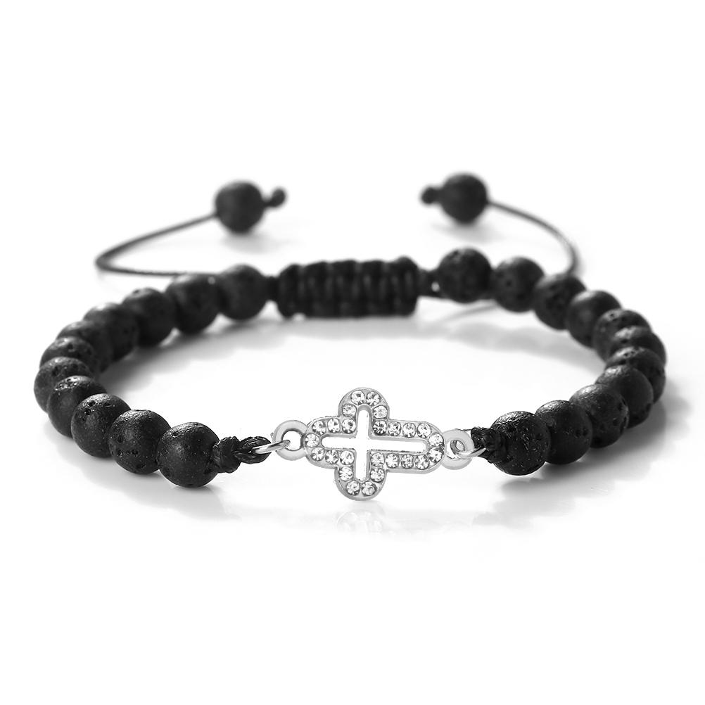 6mm Black Matte Bracelet Hollow Out Cross Pendant For Men And Women Catholic Christian Gothic Necklace Chain Unisex Jewelry Gift