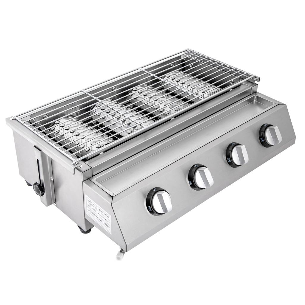 Portable BBQ Propane Gas Stove Grill Stainless Steel Patio Garden Barbecue Grill Small Outdoor Cooking Tools