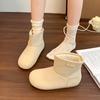 2025 autumn and winter new fashion snow boots thickened warm cotton shoes mustard green cute bread shoes flat short boots