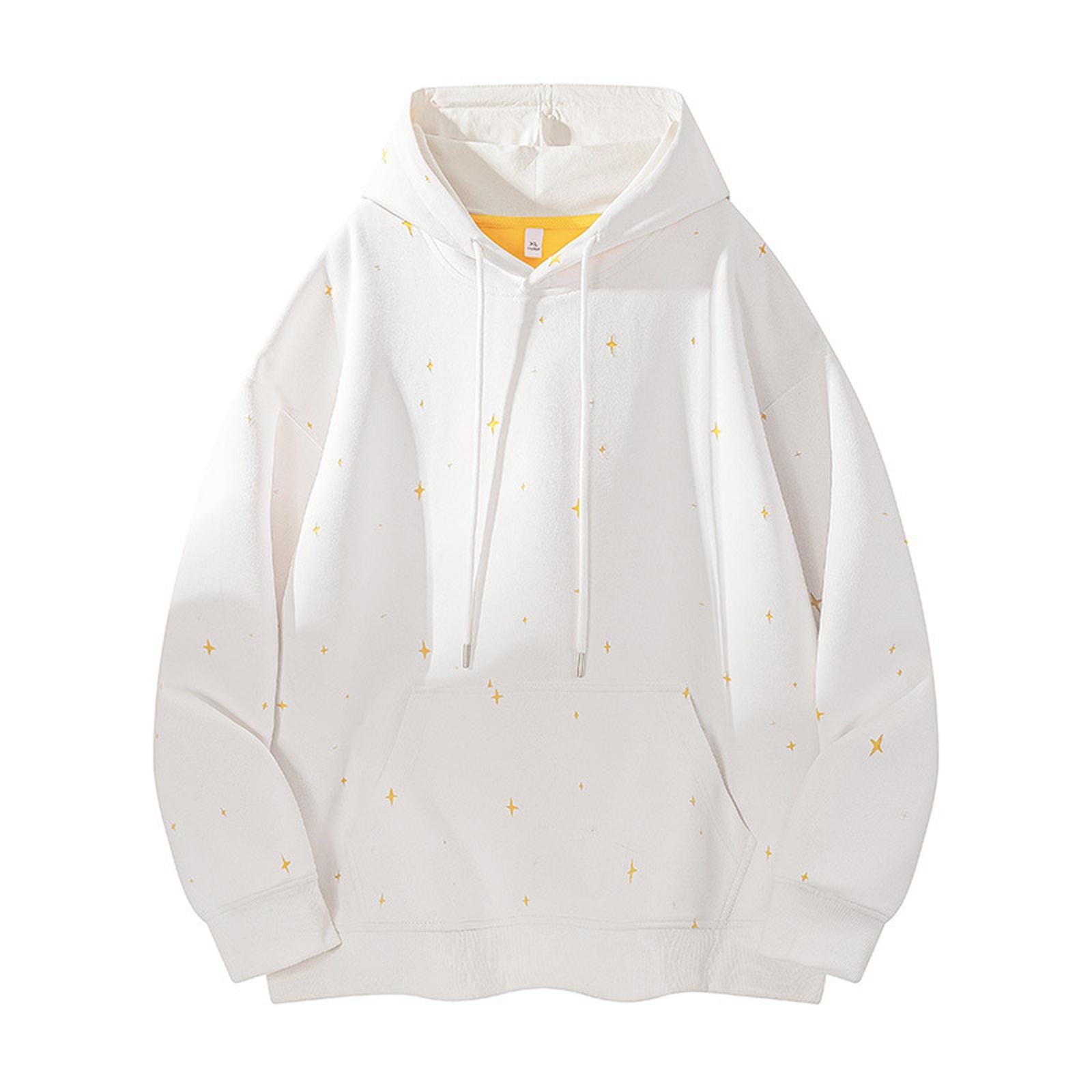 

Splashing Ink Design Print Hoodie New Star Jumper Fashion Loose Long-sleeved Top L белый