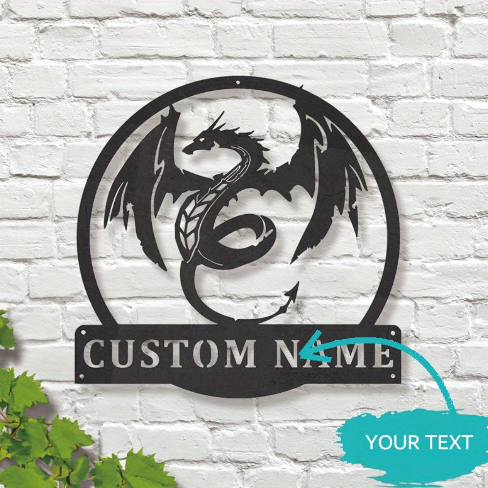 Custom Mythical Dragon Metal Wall Art Personalized Nameplate Home Decor