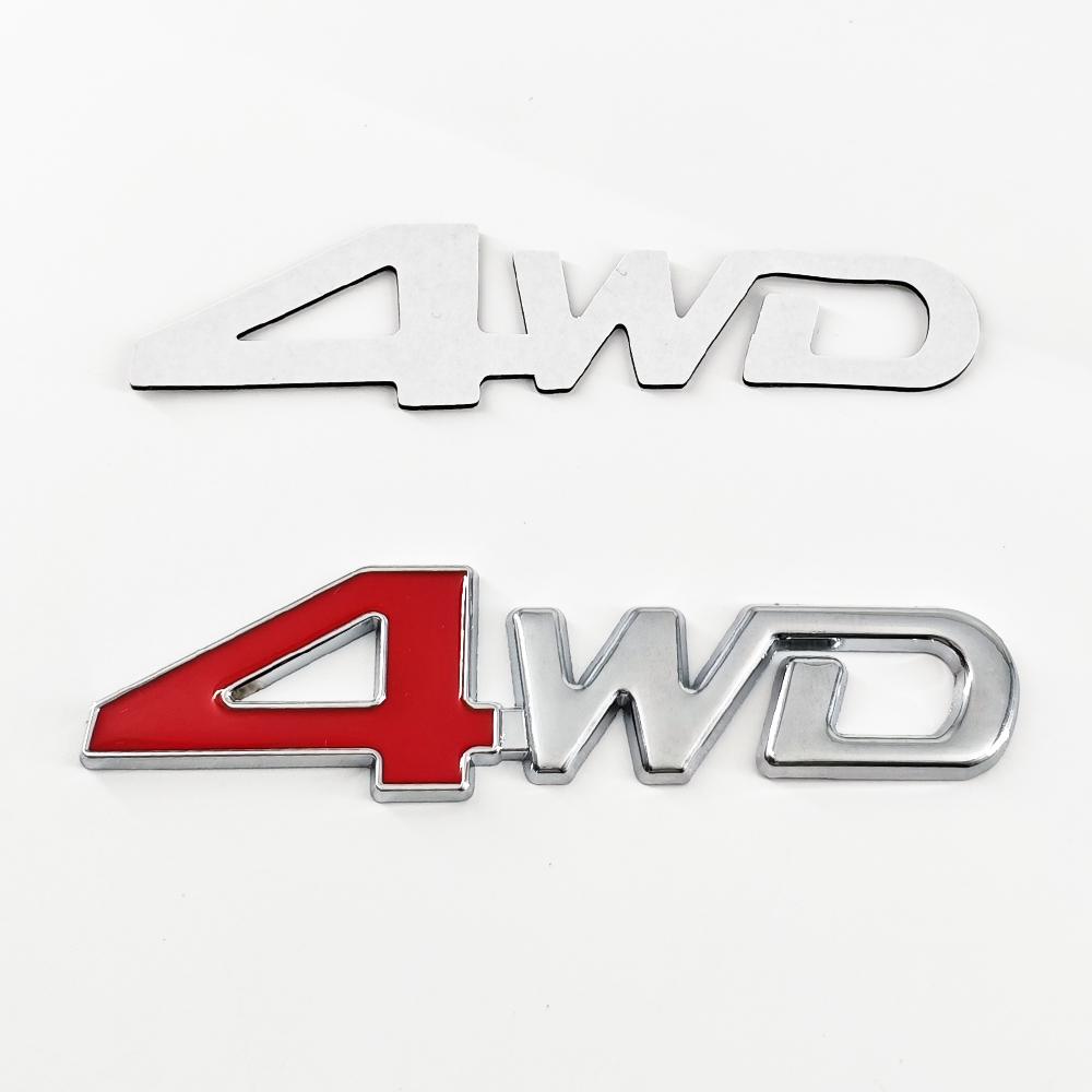

3D Metal 4WD Logo Letters Grill Emblem Badge Fender Car Trunk Sticker Decal For Honda Suzuki CRV Accord Civic Toyota Accessories