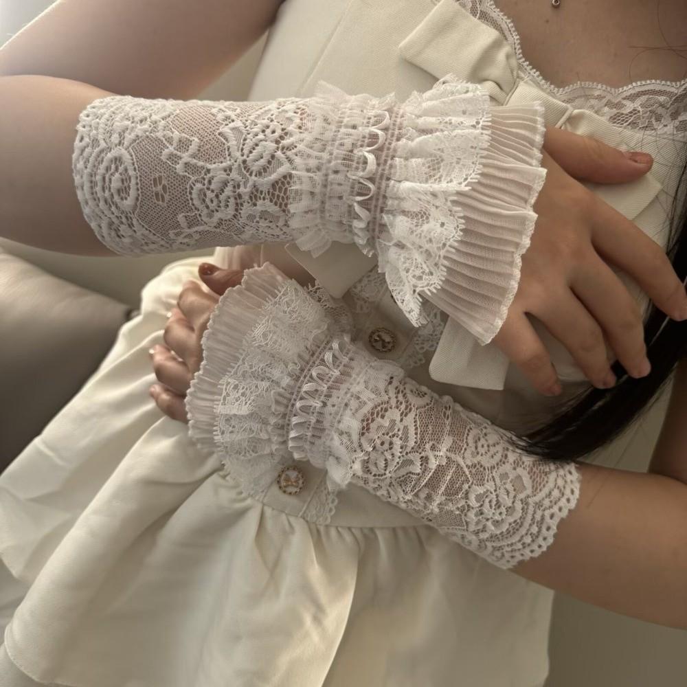 Lace Trim Lace Arm Sleeves Mesh Wrist Sleeves Vintage Fingerless Gloves Lolita Decor