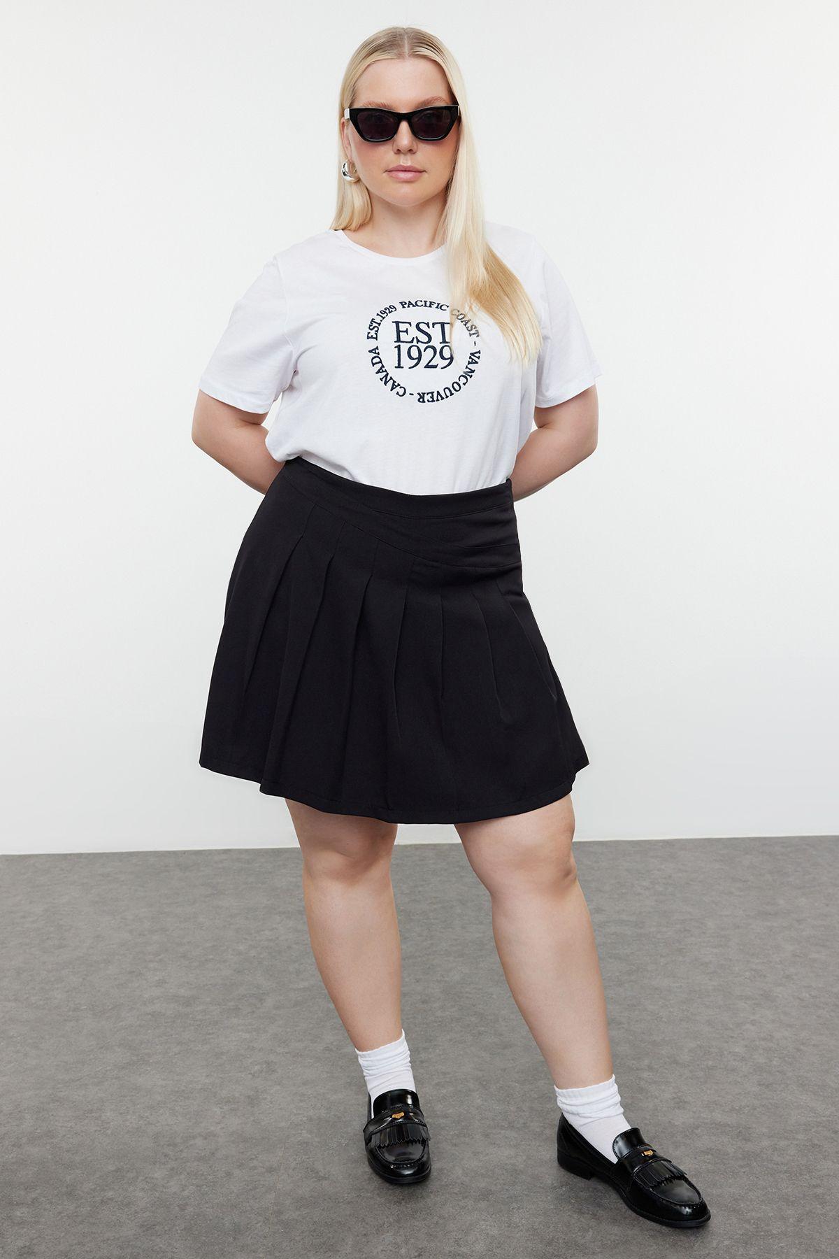 

Women s Fashion Black Pleated Woven Shorts Skirt XL