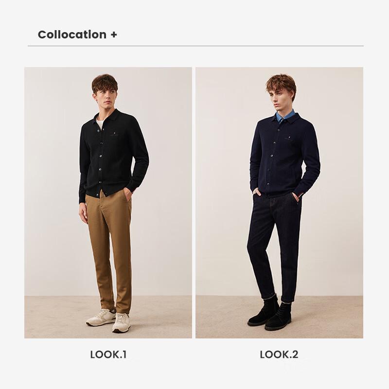 Navigare Men's Lapel Knit Wool Cardigan