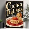 1PC Cucina Italiana Vintage Metal Tin Sign, Italian Food Wall Art, Rustic Kitchen Decor, Funny Bar Cafe Restaurant Home Decor