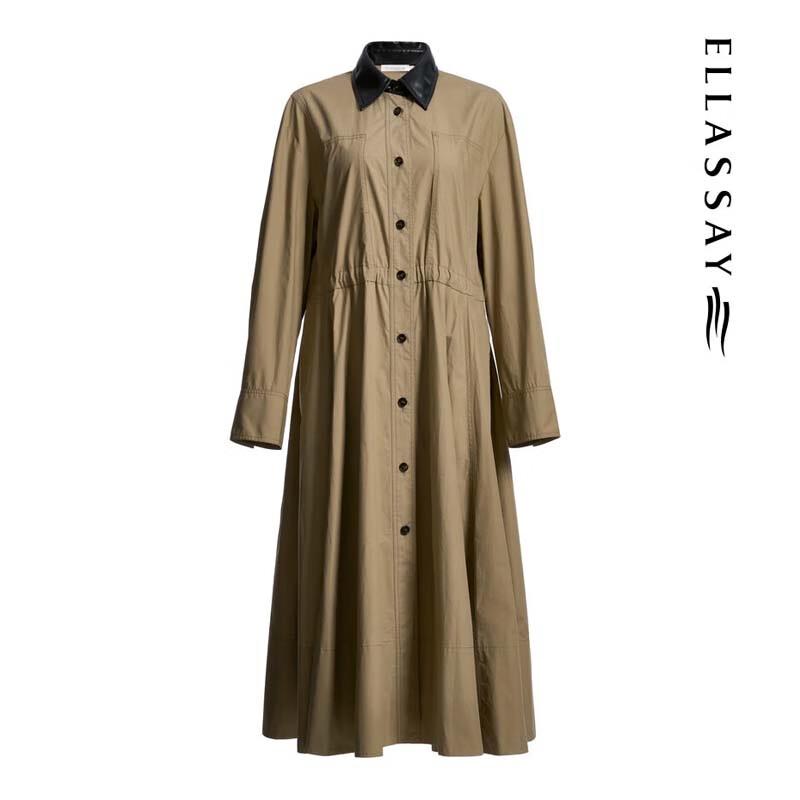 ELLASSAY Women's Lapel Adjustable Waist Trench Coat