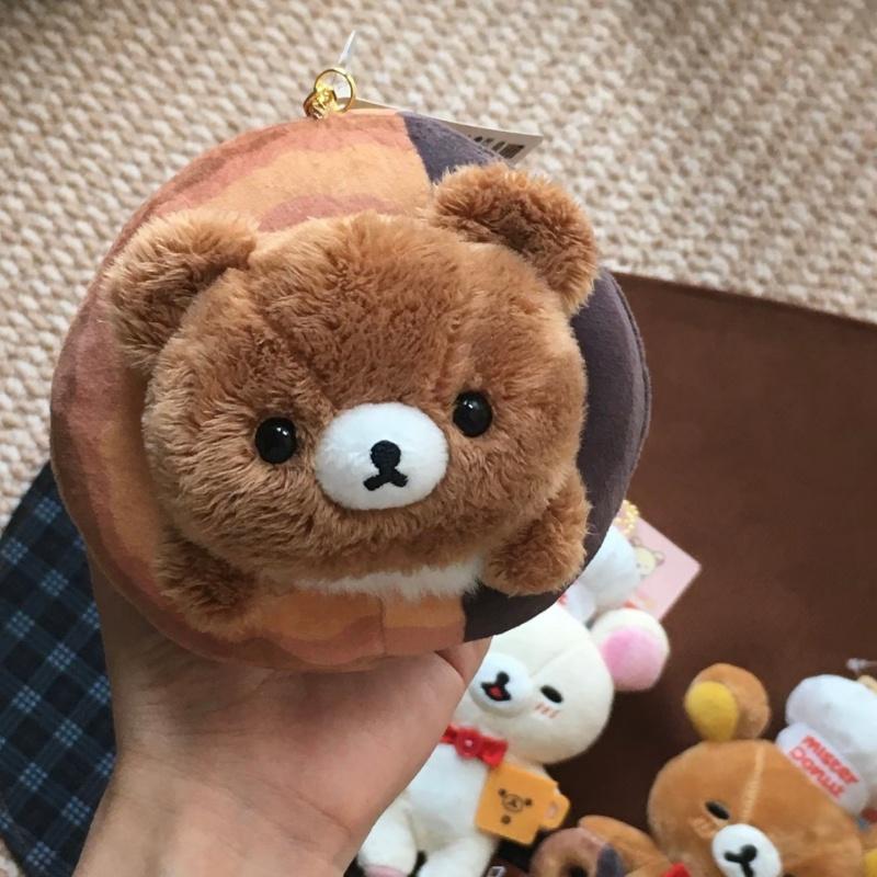 Korilakkuma Donut Plush Doll Keychain Kawaii Rilakkuma Cute Dessert Series Kiiroitori Little Chick Creative Stuffed Toy Pendant