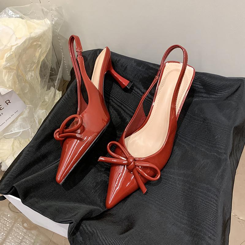 Summer Pointed Toe High Heel Women Sandals Fashion Butterfly-knot Singbacks Pumps Female Elegant Stripper Party Sandalias