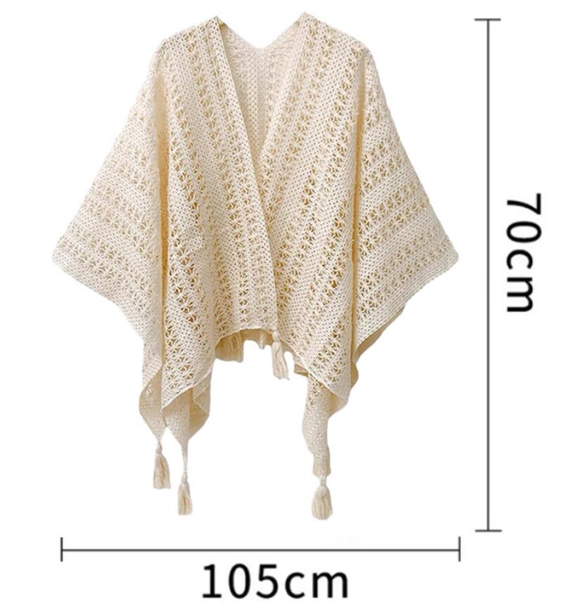 Ombre Spring Summer Hollow Out Ethnic Shawl Ladies Lightweight Travel Scarf Cape