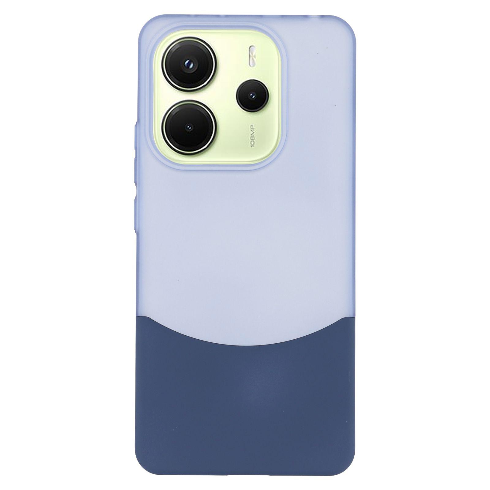 

For Xiaomi Redmi Note 14 4G (163.25mm) Case Dual Color Splicing Matte PC Phone Cover Large Camera Cutout Transparent Blue+Sapphire