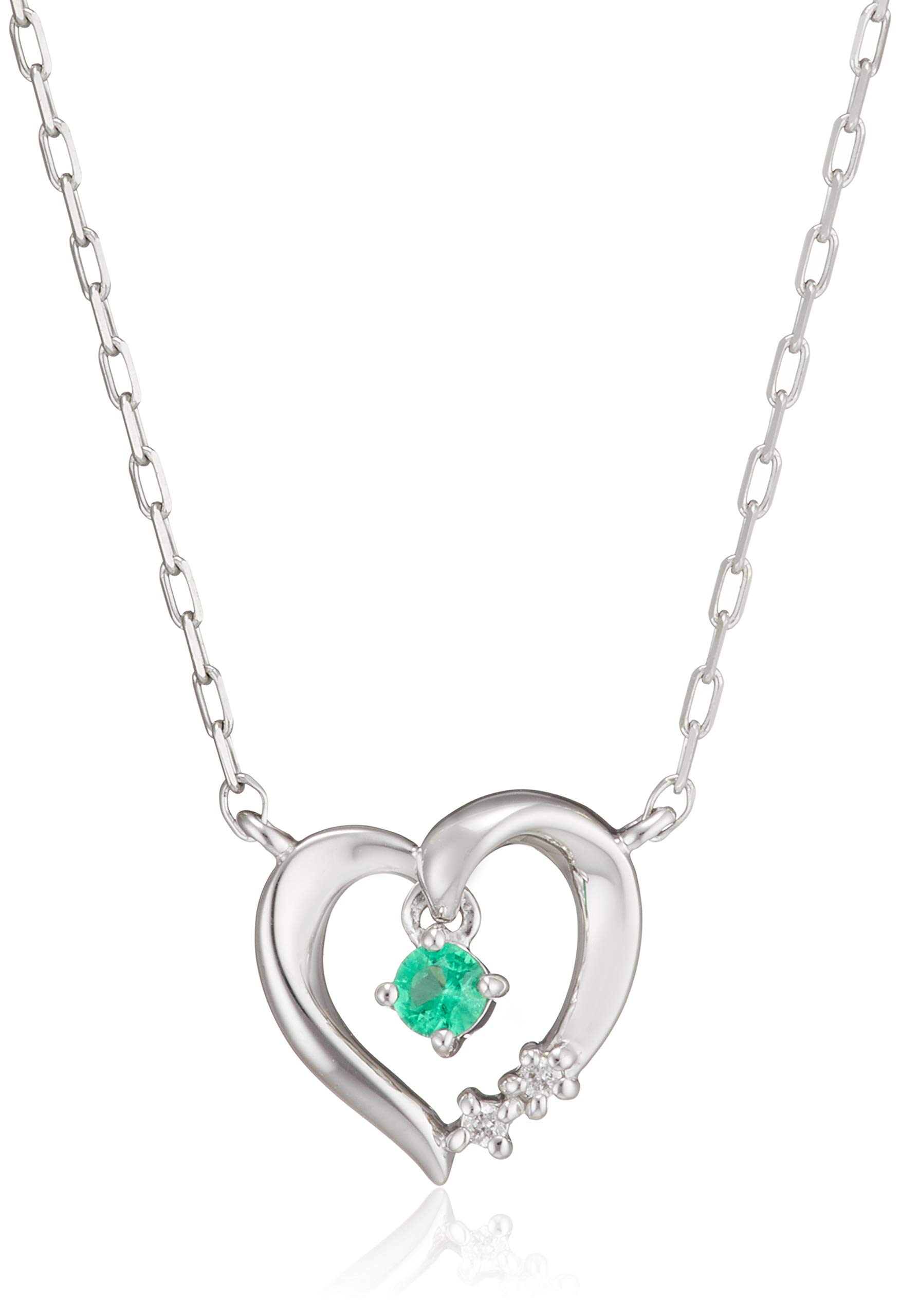 

Official May Birthstone K10 White Gold Necklace with Emerald and Jewelry Elegant Anniversary Gift for 4℃ Case, Women, 11182-612-3217-00-00