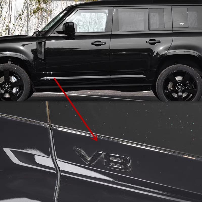 Land Rover Defender 110/90 Motorhauben- und V8 Heckklappenemblem-Set