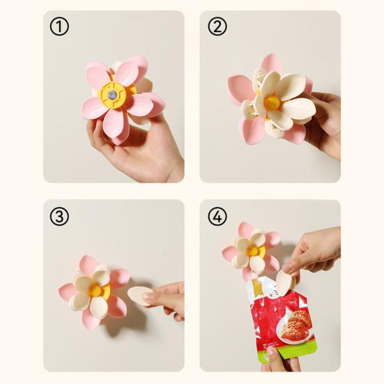 Clip Double-Layer Flowers Magnetic Fridge Magnets Snack Bag Sealer