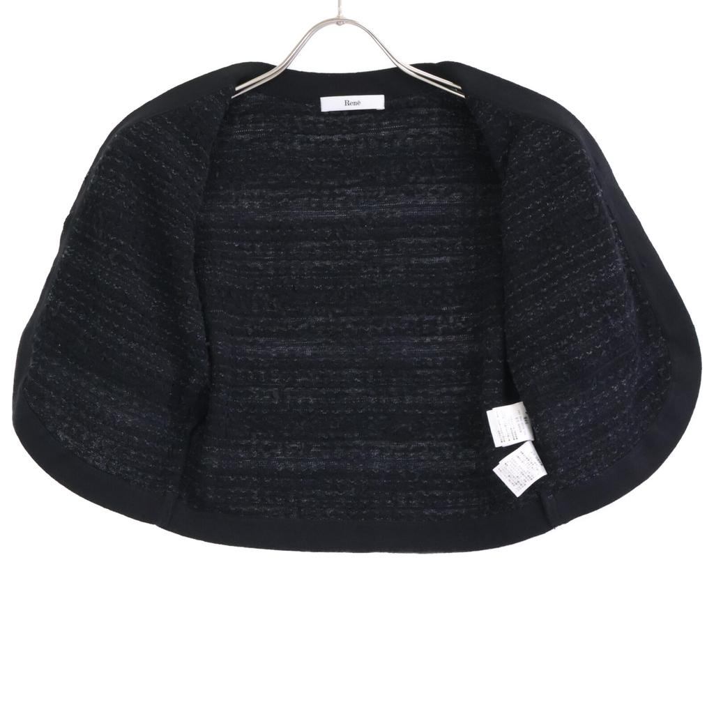 Rene Black Linen Cotton Blend 6222520 Pearl Button Tweet Bolero Cardigan Tops 36 blackUsed