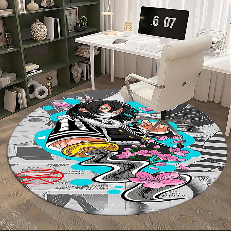 1pc Anime Character with Snake Round Carpet - Office Chair Mat, Anti-Slip Rug for Home Decor, Living Room, Bedroom, Game Room