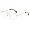 Double Beam Glasses Large Frame Metal Glasses Frame Glasses Frame Anti-Blue Flat Glasses Trendy Rimless Glasses