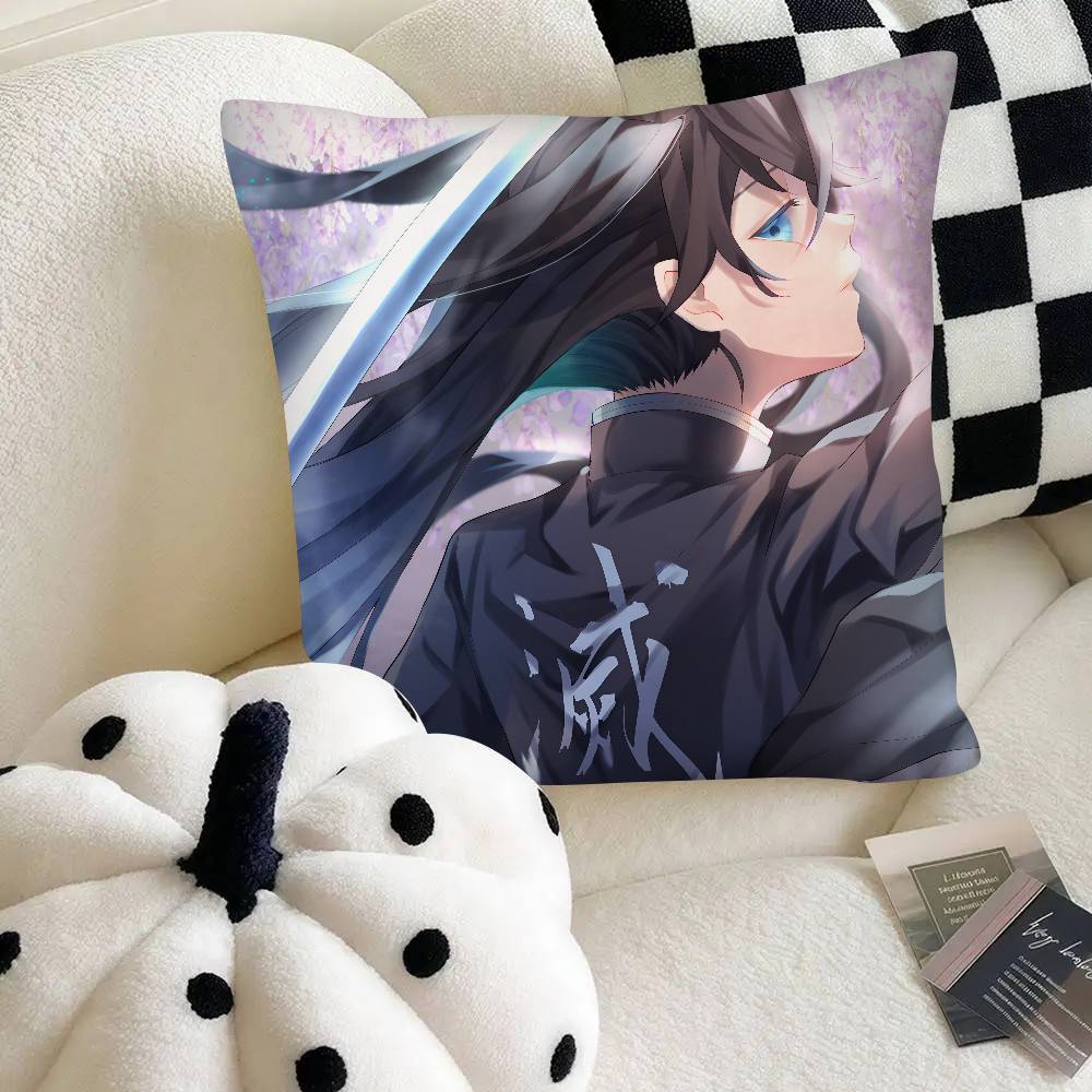 Anime Demon Slayer Muichiro Tokito Pillow Case Fashion Square Pillowcase Bedroom Sofa Room Ins Decoration Leisure
