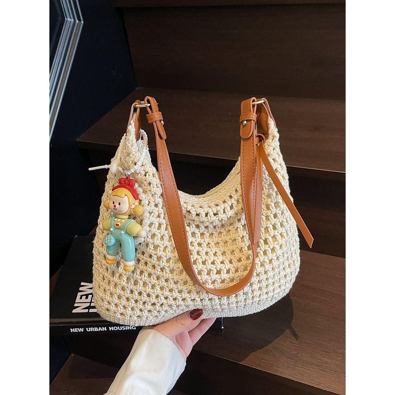 Handmade Cotton Braided Bag Female Summer 2025 New Arrival Casual Commuter Shoulder Bag Seaside Holiday Crossbody Beach Bag