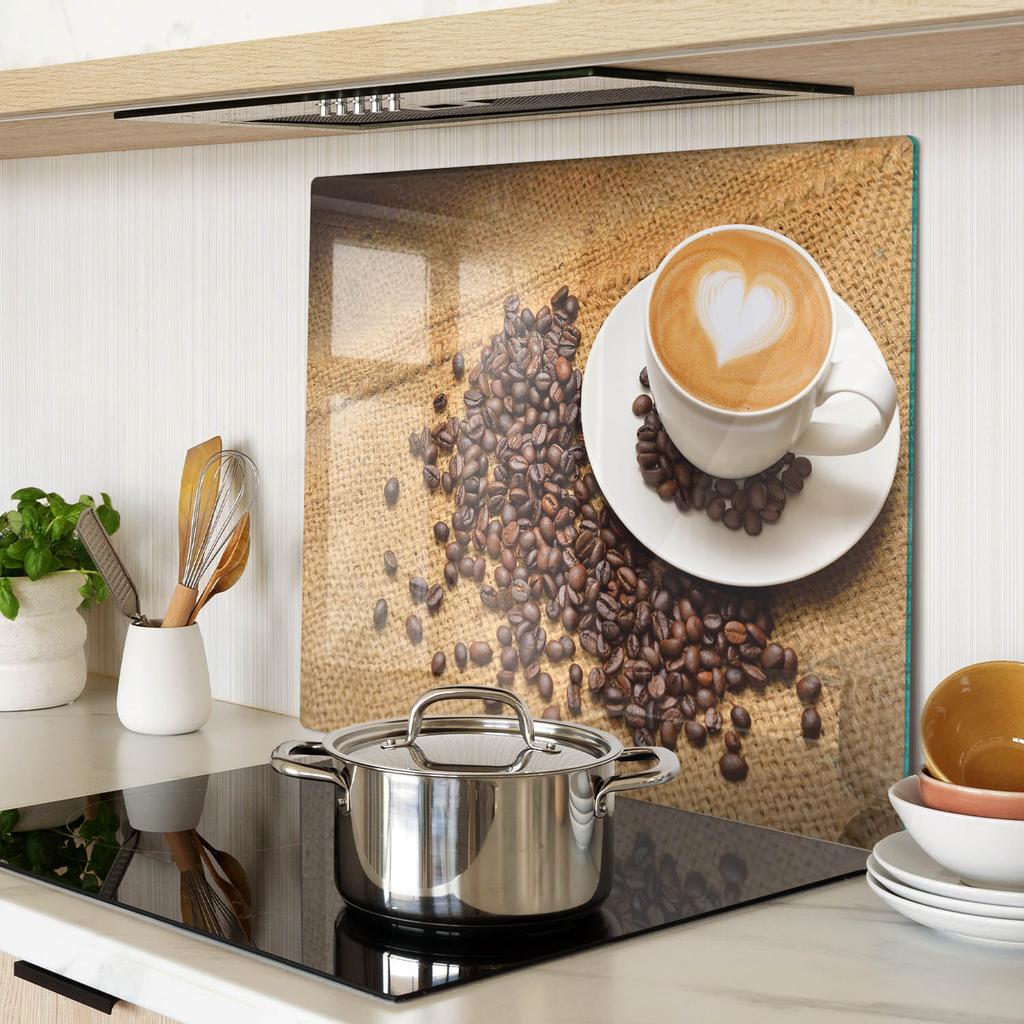 Decorative Glass Kitchen Cutting Board Coffee Beans Latte 60X52 Cm