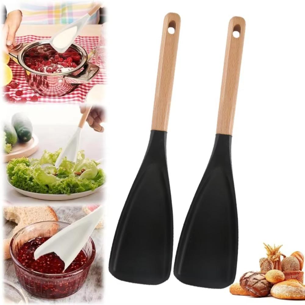 2Pcs Japanese Style Silicone Salad Spatula Nonstick Rice Spoon Cooking Shovel Non-stick Pan