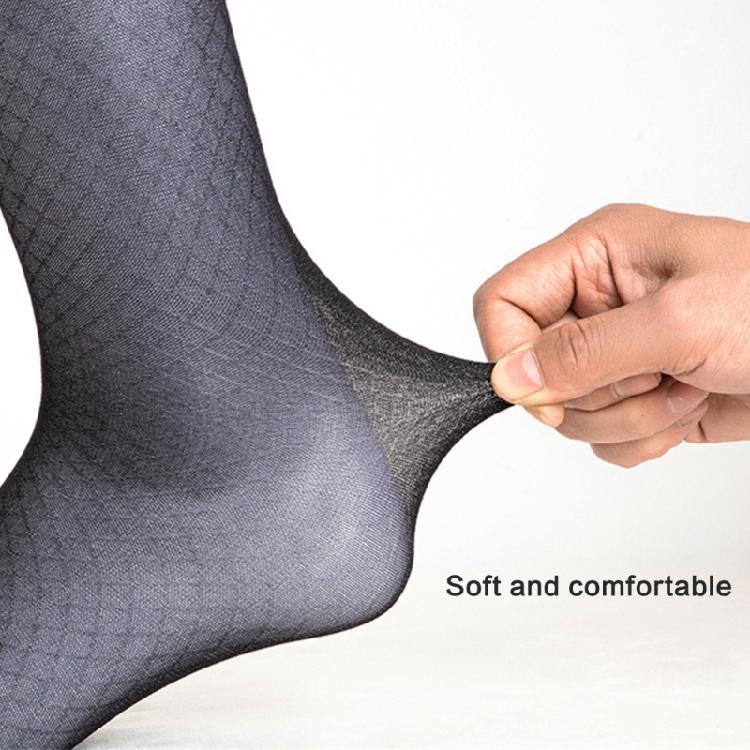 Herren Business Weiche Atmungsaktive Nylon Durchsichtige Strümpfe Dünne Durchsichtige Seide Diamantmuster Wadenstrümpfe für Formelle Anlässe