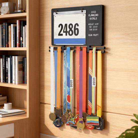 Marathons Medaillen-Ausstellungsregal Startnummernhalter Schwerlast Multifunktional Wandmontage Läufer Laufen Startnummer Rennmedaillen Aufhänger Ständer