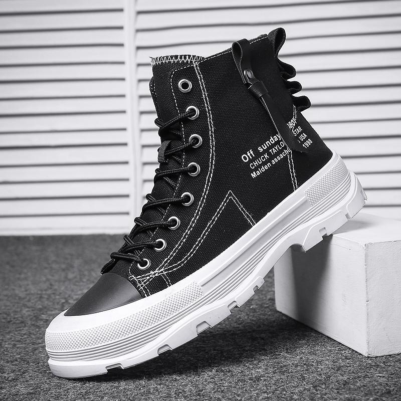 2025 spring new high-top Hong Kong style men's canvas shoes Korean version fashion single shoes trendy men's shoes breathable casual shoes