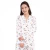 SAZAC Hello Kitty Shirt Powder Long Sleeve and Pants Dot Hello Kitty Design Pajamas, Stretch, Women's, Set, Loungewear, (White/M/SAN1786)