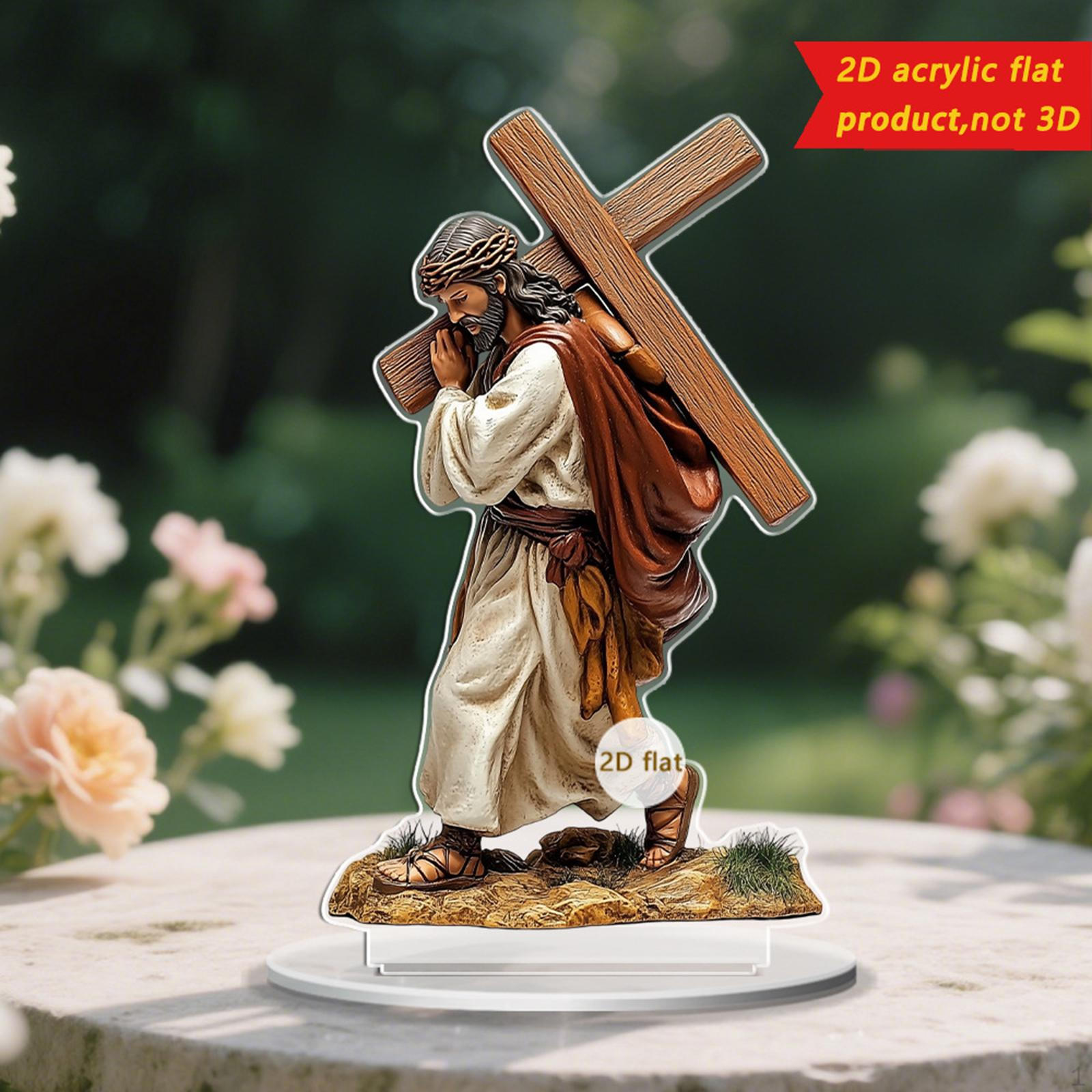 

2D Acrylic Sign Jesus Ornament Handcraft Christmas Gift Tabletop Decoration for Home Office Style C