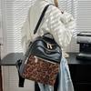 Vintage Rucksack mit Leopardenmuster Weiches Leder Damen Rucksack mit großer Kapazität