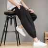 ROMON Men's Pure Cotton Drawstring Casual Cropped Pants